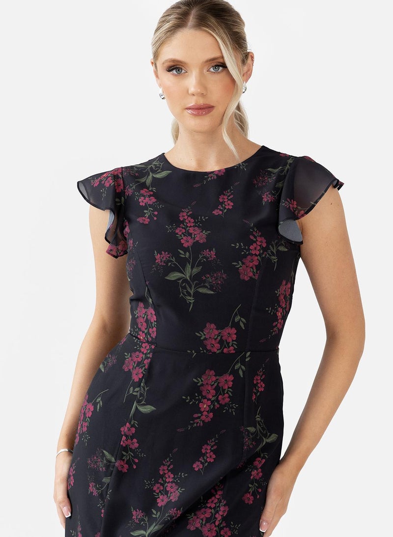 Anaya With Love Tie Back Flutter Sleeve Maxi Dress - Image 3