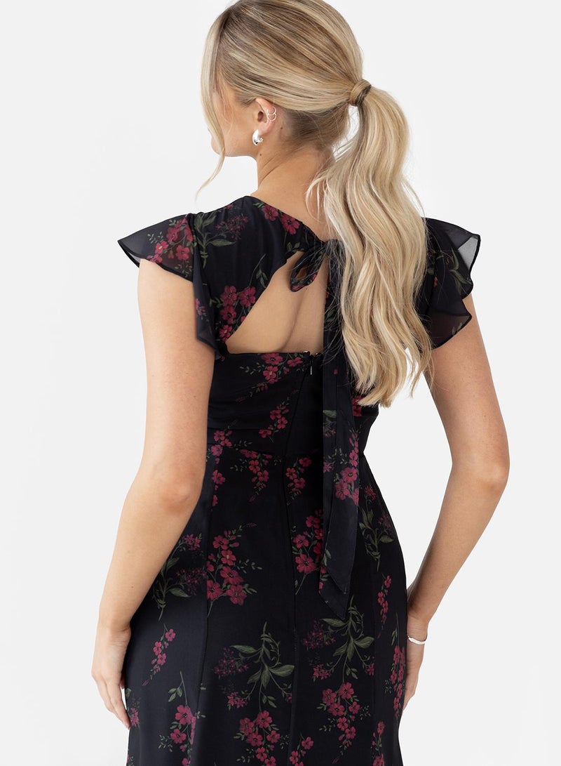 Anaya With Love Tie Back Flutter Sleeve Maxi Dress - Image 4