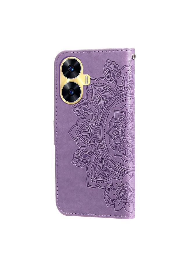 S-TOP Case For Realme C55 Seven-petal Flowers Embossing Leather Phone Case - Image 3