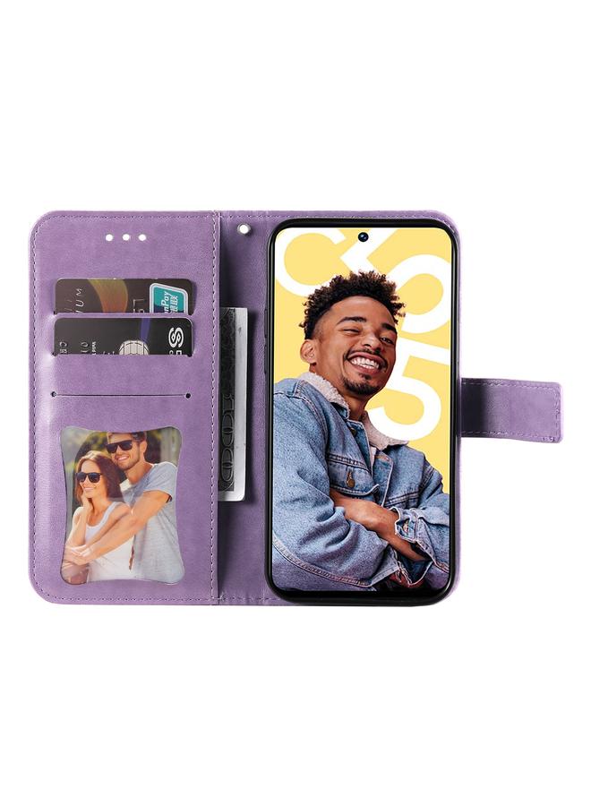 S-TOP Case For Realme C55 Seven-petal Flowers Embossing Leather Phone Case - Image 4