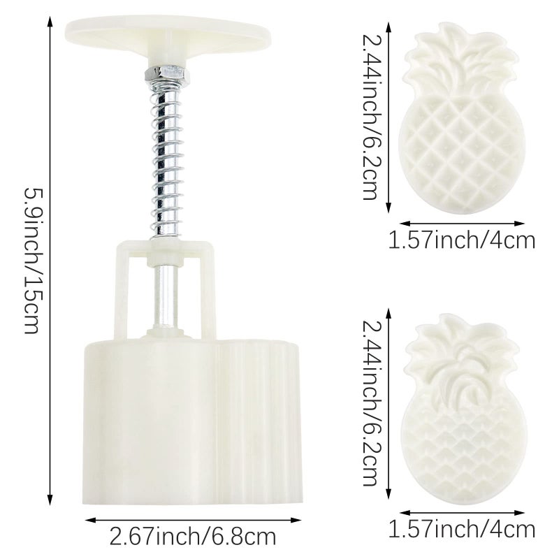 Aswewamt 2 Set Pineapple Plastic Mooncake Mold Pineapple Lotus Stamp Hand Press Moon Cake Mould Pineapple Mooncake Cookie Cutter Bakeware Tools  - Image 2