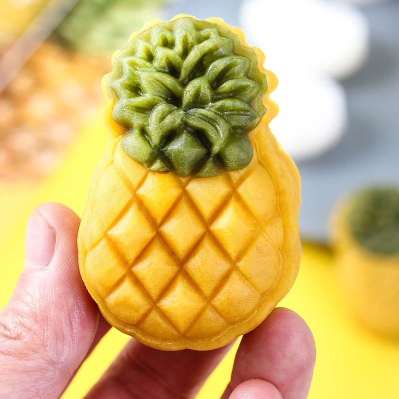 Aswewamt 2 Set Pineapple Plastic Mooncake Mold Pineapple Lotus Stamp Hand Press Moon Cake Mould Pineapple Mooncake Cookie Cutter Bakeware Tools  - Image 3