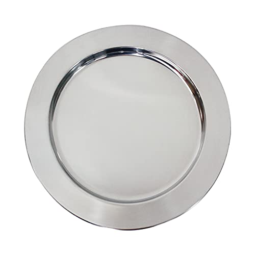 Kazozobi 13" Stainless Steel Handmade Charger Plates, Silver Charger Plates, Metal Silver Chargers for Dinner Plates, Plate Chargers Set of 6 - Image 1