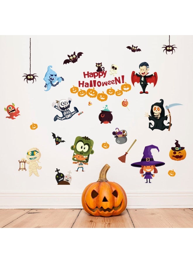 NIBEMINENT Halloween Wall Stickers - Pumpkin, Spider, and Ghost Window Decals