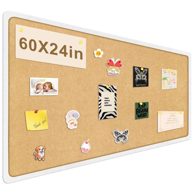 zimumoda Bulletin Board, 60 x 24 in Felt Pin Board - Cork Board Alternative for Wall, Foldable Picture Self-Adhesive Vision Prayer Board with 20 Pushpins 10 Cards - Lightweight Home/Office DÃ©cor - Image 1