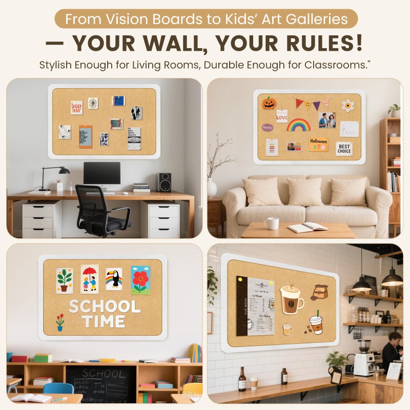zimumoda Bulletin Board, 60 x 24 in Felt Pin Board - Cork Board Alternative for Wall, Foldable Picture Self-Adhesive Vision Prayer Board with 20 Pushpins 10 Cards - Lightweight Home/Office DÃ©cor - Image 5