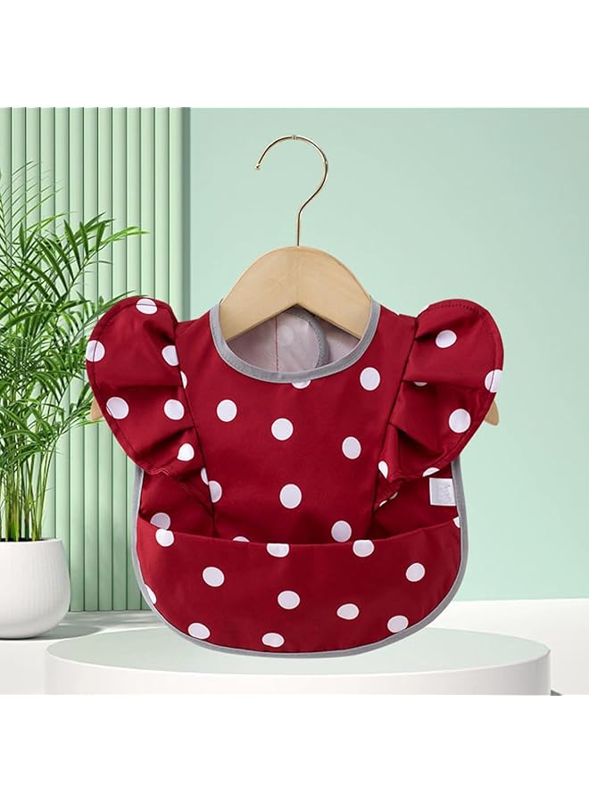 ECVV 2Pcs Ruffle Baby Bibs Mess Proof Infant Feeding Bibs With Catch All Pocket Waterproof Cute Angel Wings Baby Smock Bib For 6 48 Months Toddlers - Image 2