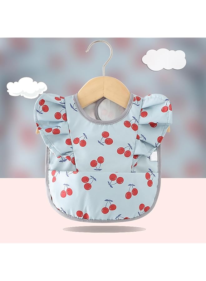 ECVV 2Pcs Ruffle Baby Bibs Mess Proof Infant Feeding Bibs With Catch All Pocket Waterproof Cute Angel Wings Baby Smock Bib For 6 48 Months Toddlers - Image 3