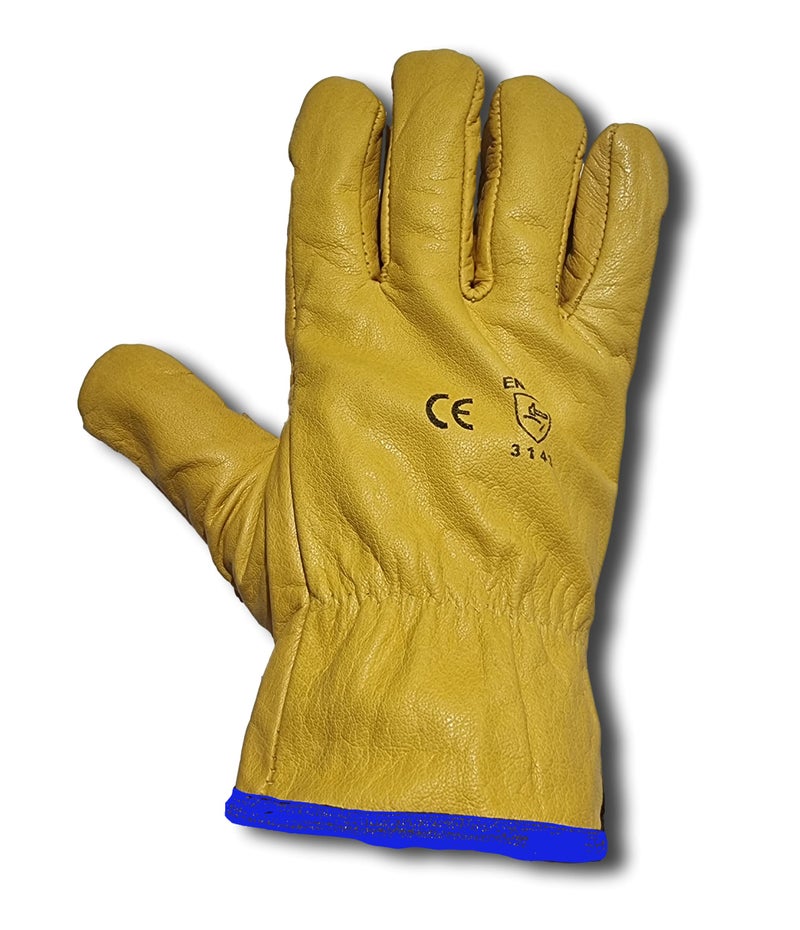 LLB LLB Premium Fleece Lined Yellow Leather Winter Thermal Cold Work Gloves PPE HGV Lorry One Pair Large L 9 - Image 2