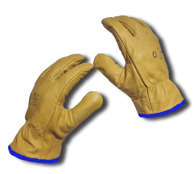LLB LLB Premium Fleece Lined Yellow Leather Winter Thermal Cold Work Gloves PPE HGV Lorry One Pair Large L 9 - Image 1
