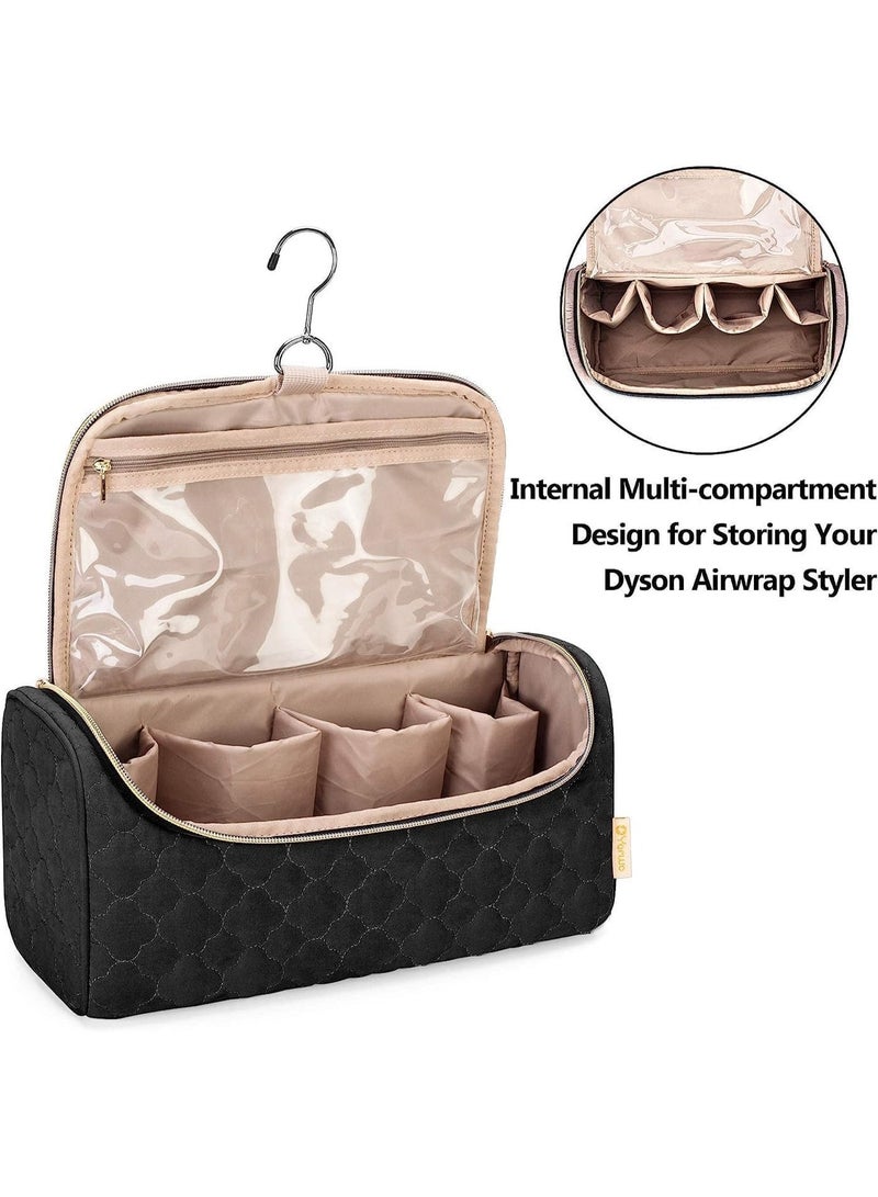 Travel Case for Dyson Airwrap Complete Styler and Attachments, Portable Storage Bag with Hanging Hook, Lightweight and Soft, Multiple Pockets, for Hair Curler Accessories, Black - Image 4