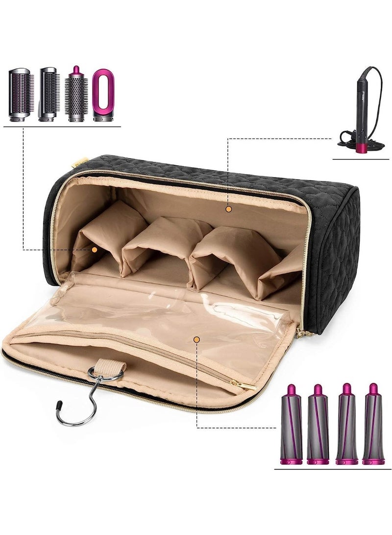 Travel Case for Dyson Airwrap Complete Styler and Attachments, Portable Storage Bag with Hanging Hook, Lightweight and Soft, Multiple Pockets, for Hair Curler Accessories, Black - Image 5
