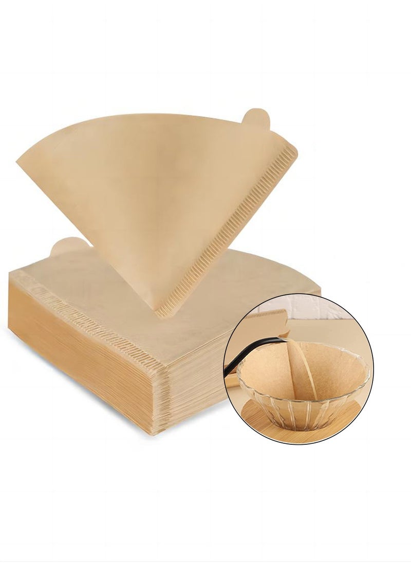 EqiEch - 100-Piece Coffee Filter Paper V60 Size 02 Unbleached Natural Brown - Image 1