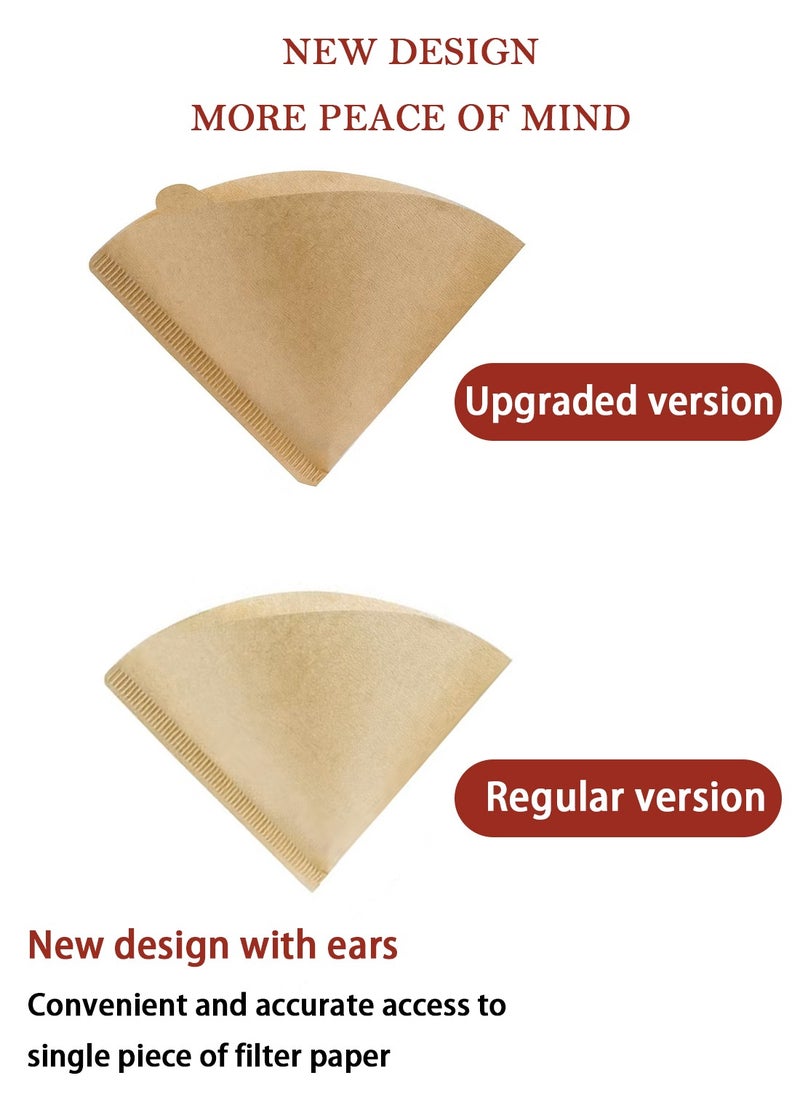 EqiEch - 100-Piece Coffee Filter Paper V60 Size 02 Unbleached Natural Brown - Image 1