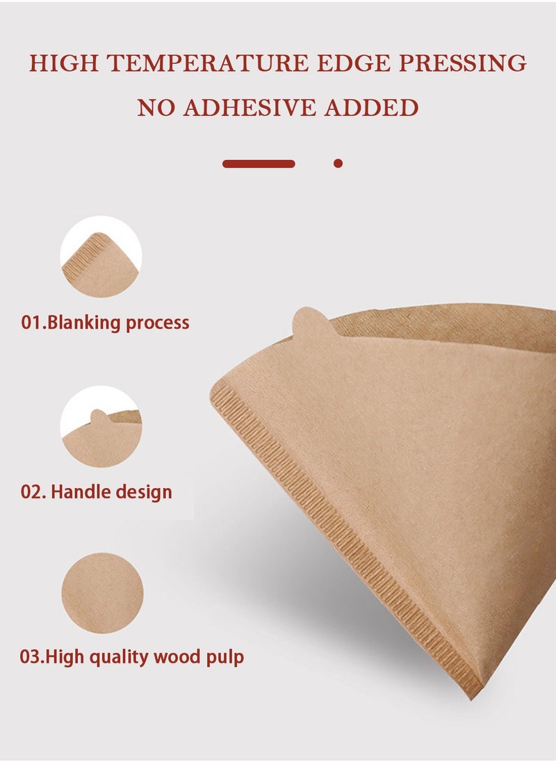 EqiEch - 100-Piece Coffee Filter Paper V60 Size 02 Unbleached Natural Brown - Image 1