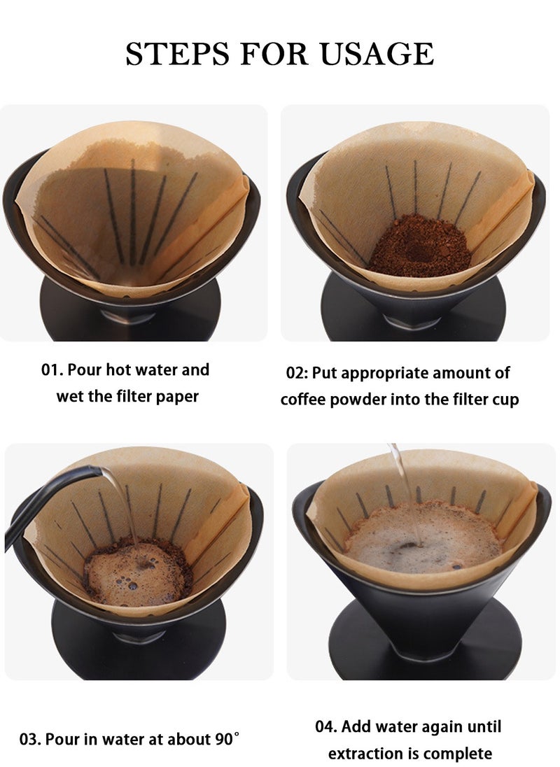 EqiEch - 100-Piece Coffee Filter Paper V60 Size 02 Unbleached Natural Brown - Image 1