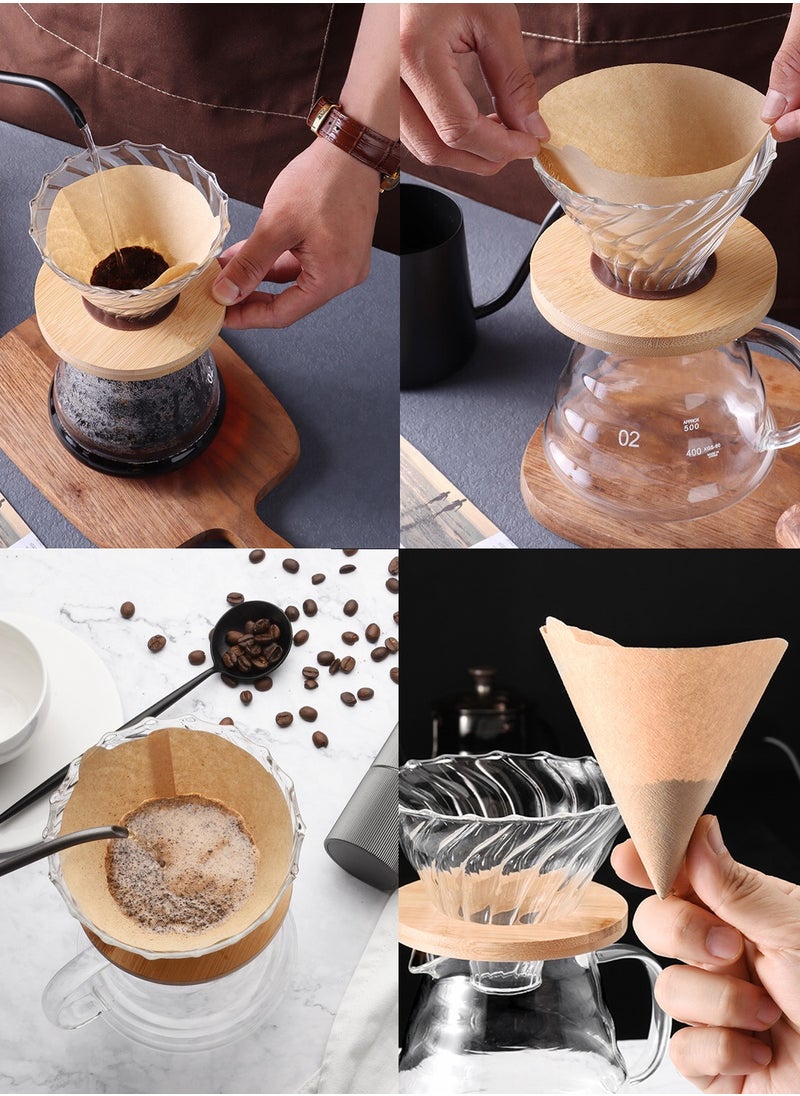 EqiEch - 100-Piece Coffee Filter Paper V60 Size 02 Unbleached Natural Brown - Image 1