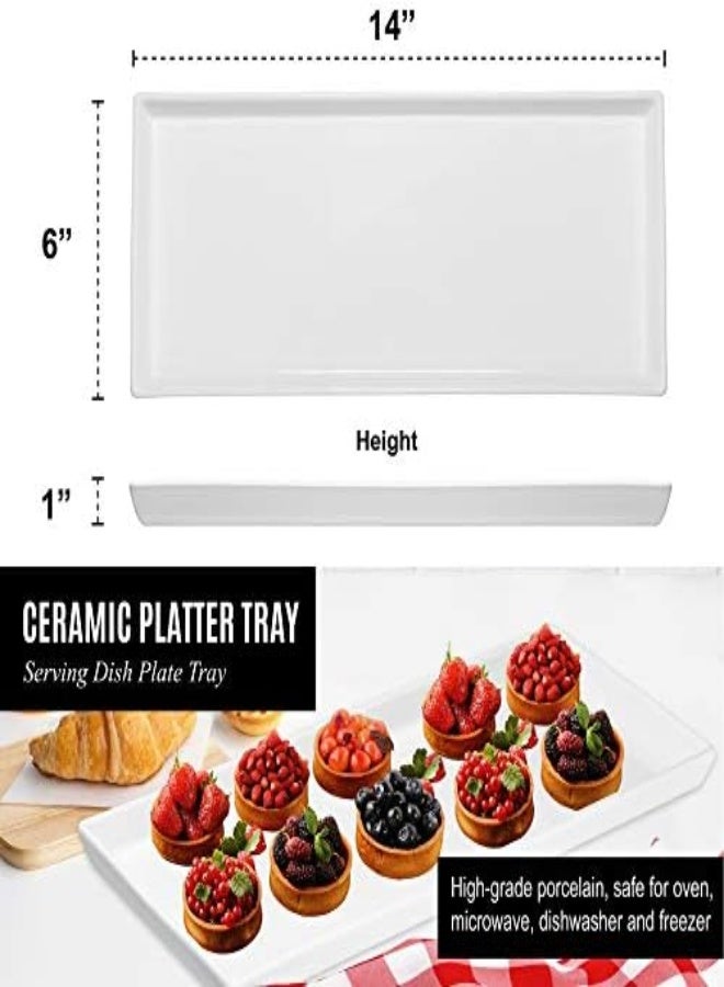 AKDC Bruntmor Ceramic 14” X 6” Platter Trays – High-Grade Ceramic, Safe For Dishwasher, Microwave, And Freezer, Serving Dish Plate Tray Set Of 4 - Image 1