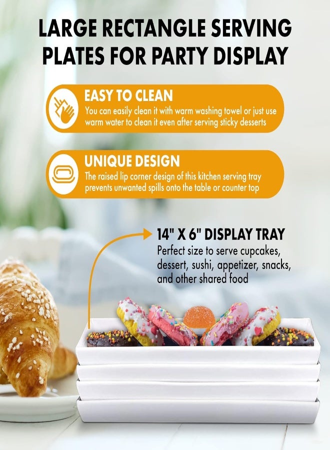 AKDC Bruntmor Ceramic 14” X 6” Platter Trays – High-Grade Ceramic, Safe For Dishwasher, Microwave, And Freezer, Serving Dish Plate Tray Set Of 4 - Image 2