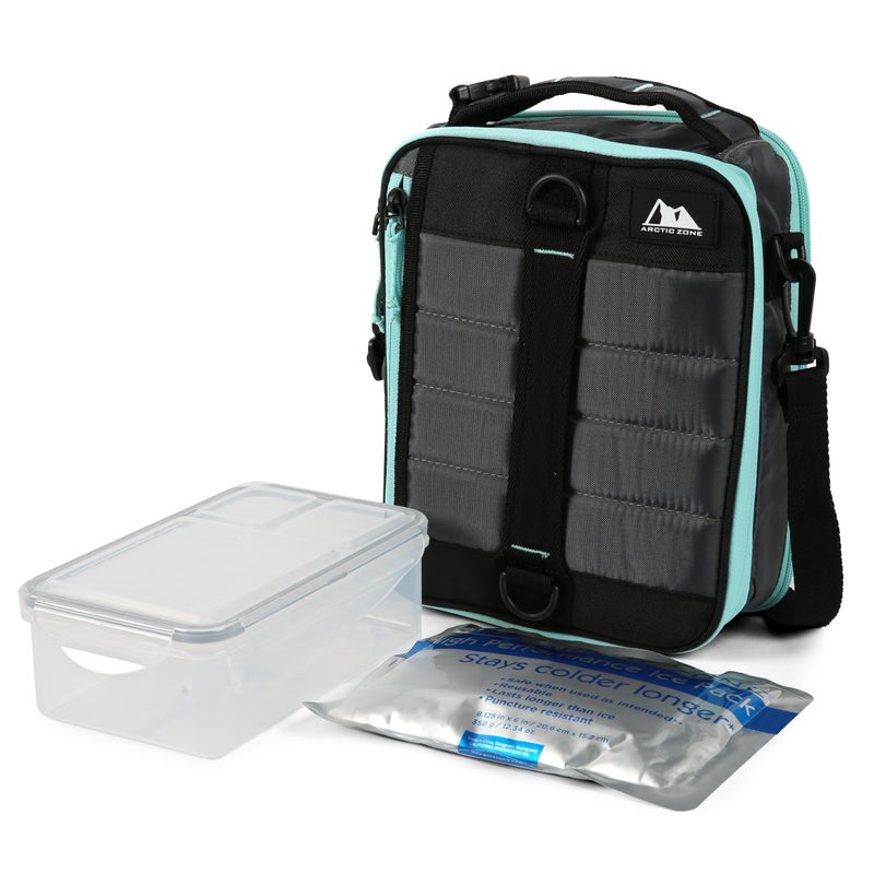 Arctic Zone Ultimate Expandable Insulated Lunch Box Dual Compartment Insulated  Gray