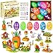 MOONTOY Easter Gifts for Kids 12 Easter Eggs with 12in1 Building Blocks Toys and 4 Stickers DIY Easter Basket Stuffers Party Favors for Boys Girls 6 7 8 9 Carrot Farm with Bunny Hen Tulips - Image 2