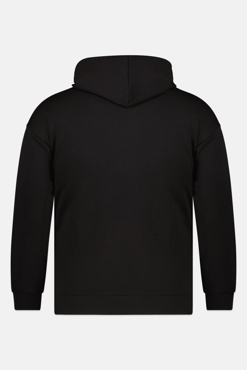 Algspar هودي رجالي سادة بأكمام طويلة، أسود - Image 3