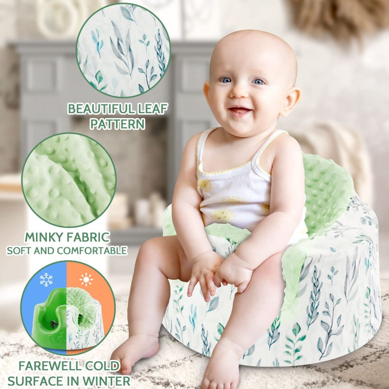 DILIMI Minky Seat Cover Compatible with Bumbo Seat, Removable Ultra Soft Comfortable Warm Seat Slipcover for Baby Girl and Boy, Green Leaf - Image 3