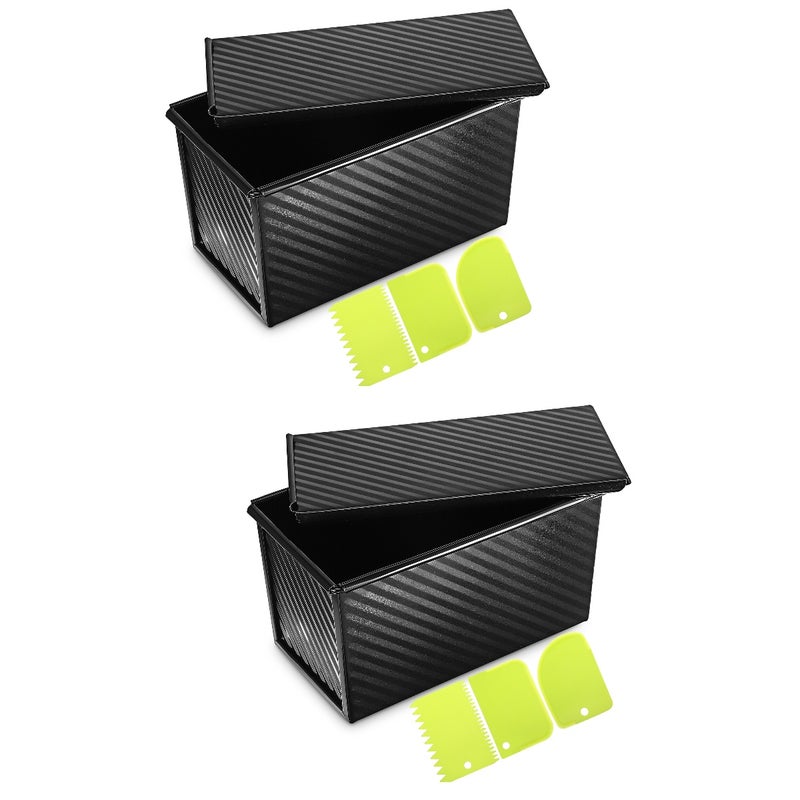 2pcs Loaf Pan With Lid Bread Pan Bread Mold Toast Sandwich Bread Loaf Mold Bread Pan With Scrapers - Image 1