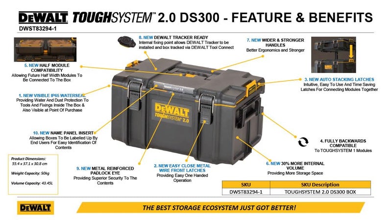 DEWALT DEWALT DWST832941 46kg TOUGHSYSTEM 20 DS300 Box 554 x 371 x 308 cm  - Image 5