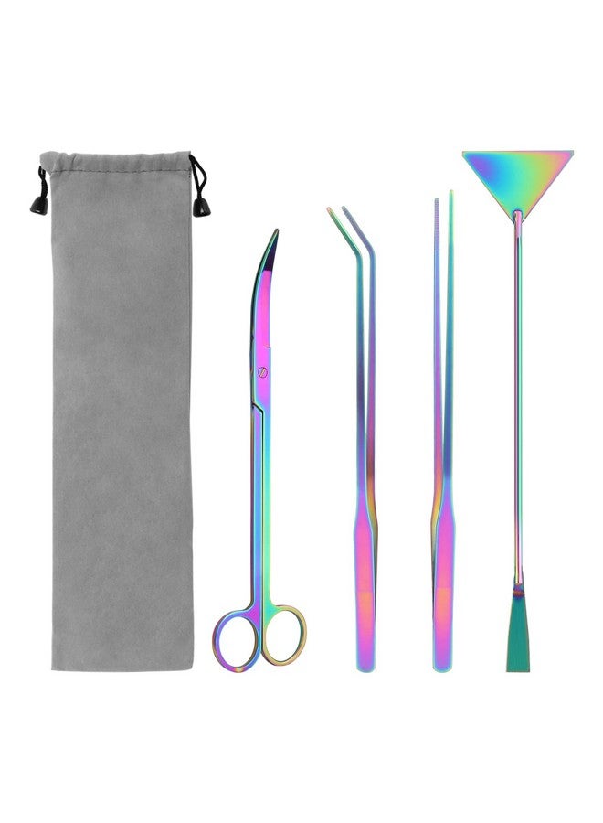 Catcan Catcan 4 in 1 Quarium Aquascape Tools Kits, Anti-Rust Stainless Steel Aquatic Plant Aquascaping Tweezers, Scissors, Spatula for Aquarium Tank Cleaning Fish Tank Aquascape Tools Sets - Image 1