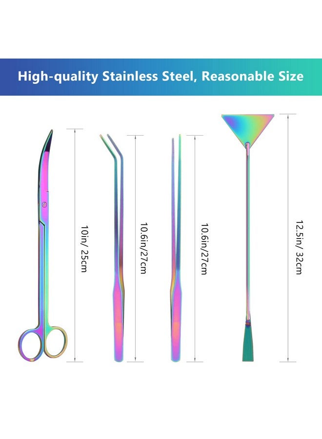 Catcan Catcan 4 in 1 Quarium Aquascape Tools Kits, Anti-Rust Stainless Steel Aquatic Plant Aquascaping Tweezers, Scissors, Spatula for Aquarium Tank Cleaning Fish Tank Aquascape Tools Sets - Image 3