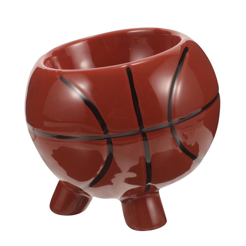 Ceramic Raised Dog Bowl Non Spill Basketball Design Pet Food and Water Feeder - Image 2