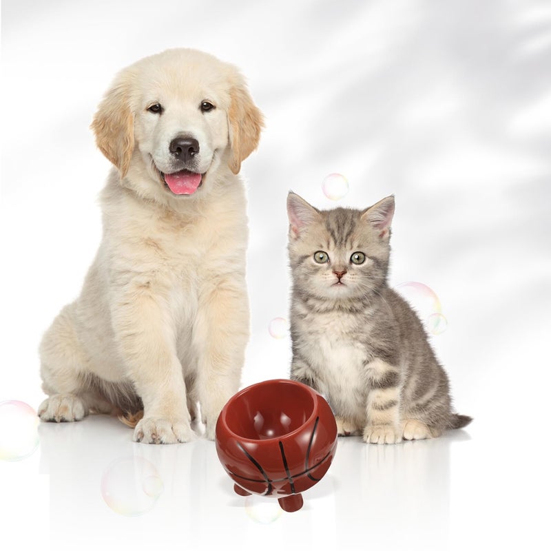 Ceramic Raised Dog Bowl Non Spill Basketball Design Pet Food and Water Feeder - Image 5
