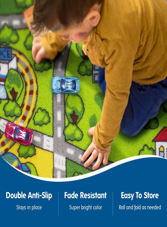 Booooom Jackson Kids Car Carpet Playmat Rug 60"x32",Train Car Rug,Car Mat for Kids Toy Cars,City Kids Car Rug Play Mat,Non Slip Kids Rug for Playroom Bedroom Boys,Children Play Area Rug Cars,Road Rug - Image 3