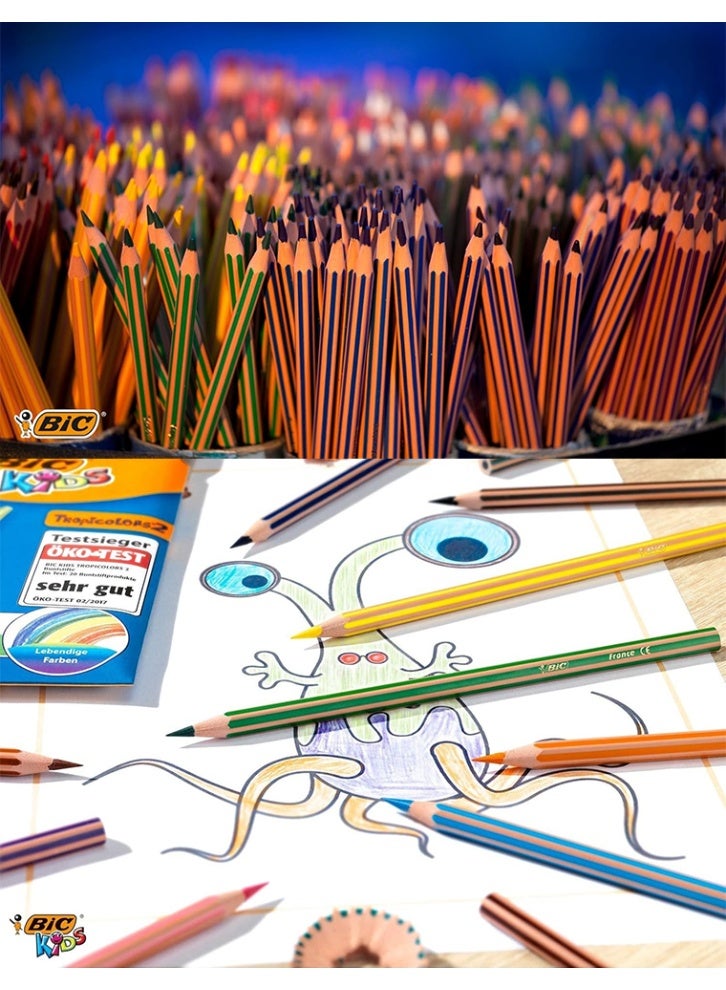 BIC Kids Evolution Stripes Colouring Pencils, Easy to Sharpen, Assorted Colours (Pack Of 18) - Image 4