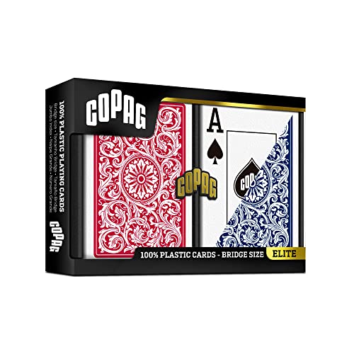 Copag 1546 Design 100% Plastic Playing Cards, Bridge Size (Narrow) Red/Blue (Jumbo Index, 1 Set) - Image 2
