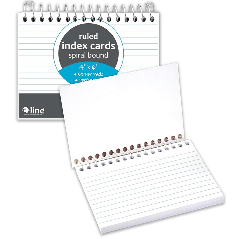 C-Line دفتر ملاحظات ببطاقة فهرس ملزمة بحجم 4” × 6”، مخطط، 50/عبوة (48909) - Image 3