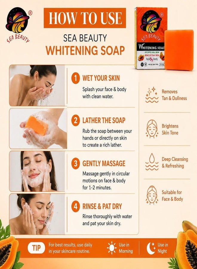 Sea Beauty Whitening Soap 125g – Brightening Bath Soap for Face & Body, Helps Reduce the Appearance of Tan & Dull Skin, Suitable for All Skin Types - Image 2