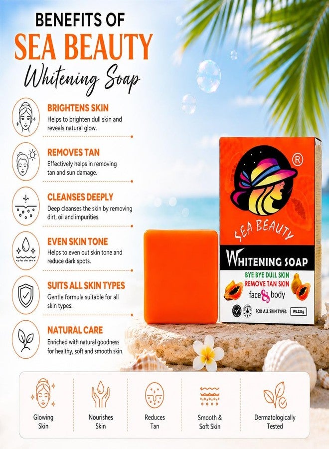 Sea Beauty Whitening Soap 125g – Brightening Bath Soap for Face & Body, Helps Reduce the Appearance of Tan & Dull Skin, Suitable for All Skin Types - Image 4