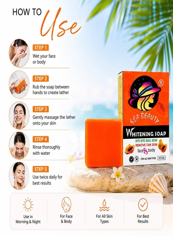 Sea Beauty Whitening Soap 125g – Brightening Bath Soap for Face & Body, Helps Reduce the Appearance of Tan & Dull Skin, Suitable for All Skin Types - Image 3