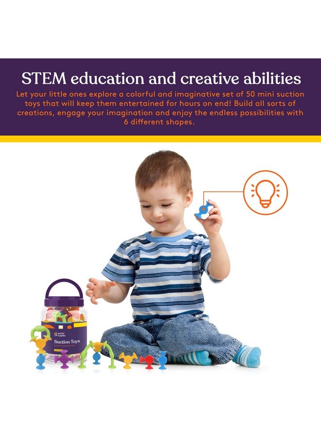 Special Supplies Special Supplies Suction Construction Bath Toys for Children, 50-Pcs Motor Skills, Hand-Eye Coordination, Bath Toy, Sensory, Creativity Imagination Educational Toys, Vibrant Colors, for Kids  - Image 3