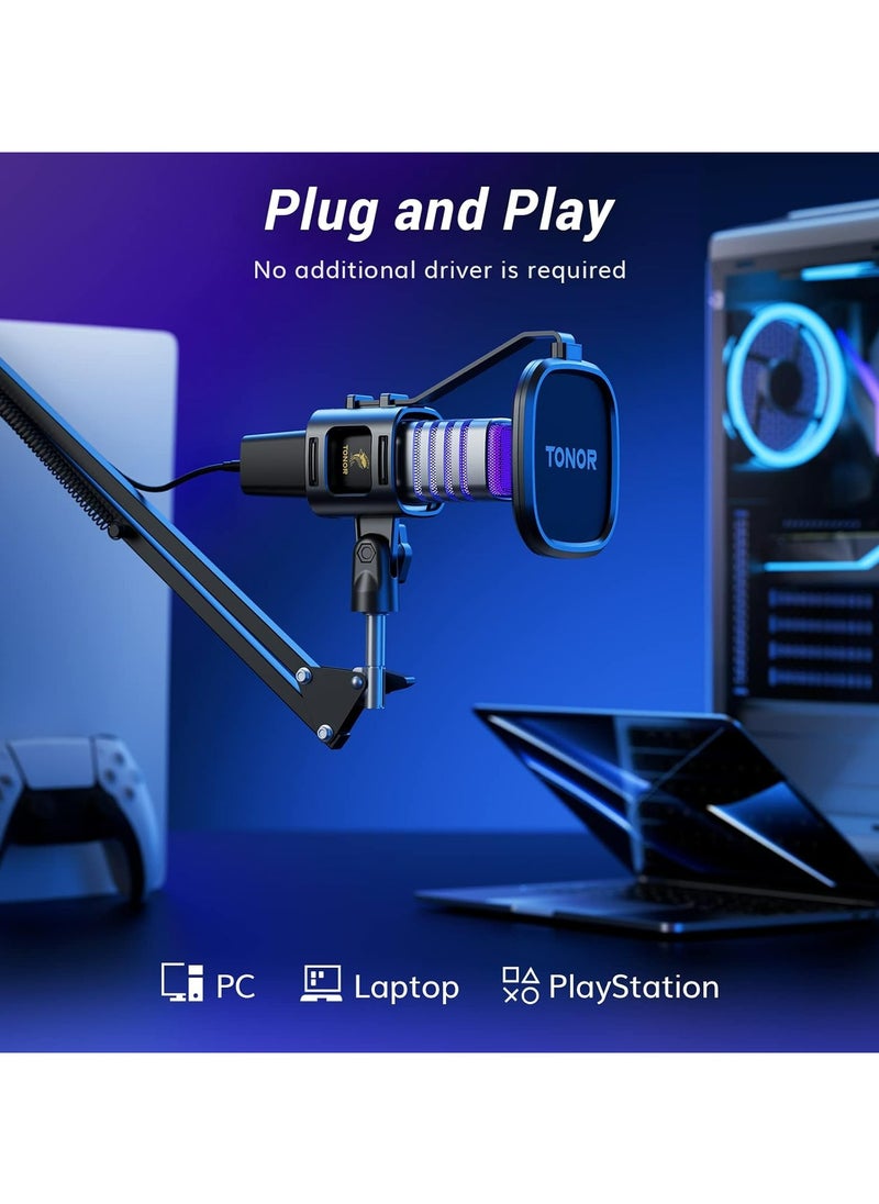 تونور - "ميكروفون ألعاب USB تونور TC30S+ مع إضاءة RGB - ميكروفون بث احترافي للبودكاست، تويتش، وديسكورد" - Image 1