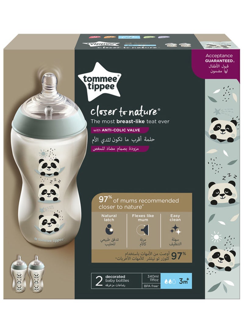 tommee tippee Natural Start Baby Feeding Bottles 2x340ml – Breast-Like Teat, Anti-Colic Valve, Soft Silicone Nipple – Large Milk Bottles for Newborns, Infants & Toddlers – POND Design - Image 5
