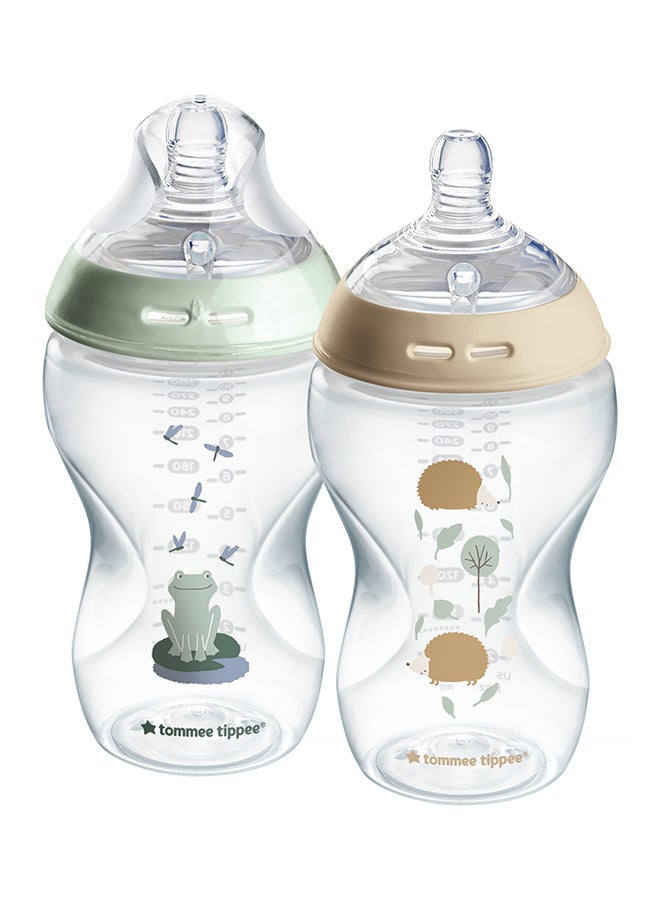 tommee tippee Natural Start Baby Feeding Bottles 2x340ml – Breast-Like Teat, Anti-Colic Valve, Soft Silicone Nipple – Large Milk Bottles for Newborns, Infants & Toddlers – POND Design - Image 2