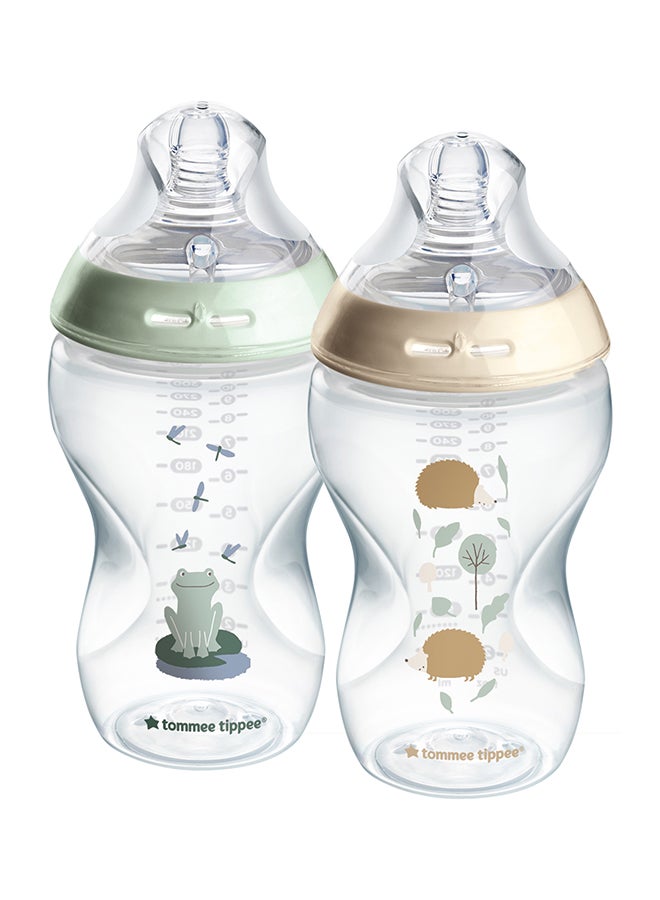 tommee tippee Natural Start Baby Feeding Bottles 2x340ml – Breast-Like Teat, Anti-Colic Valve, Soft Silicone Nipple – Large Milk Bottles for Newborns, Infants & Toddlers – POND Design - Image 1
