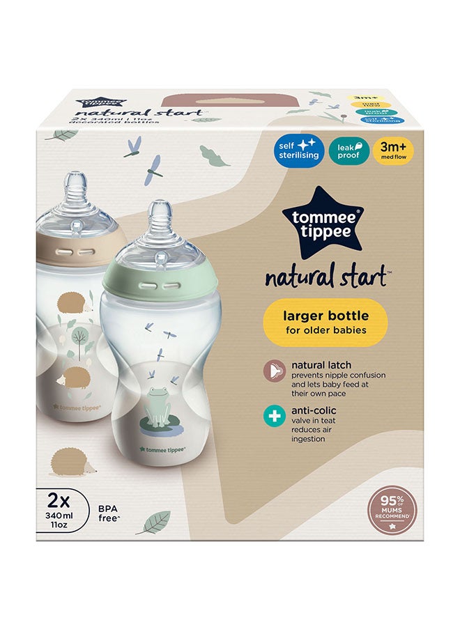 tommee tippee Natural Start Baby Feeding Bottles 2x340ml – Breast-Like Teat, Anti-Colic Valve, Soft Silicone Nipple – Large Milk Bottles for Newborns, Infants & Toddlers – POND Design - Image 3