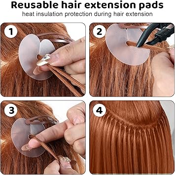 COMNICO Hair Heat Shield Guards 50Pcs Circular Hair Extensions Shield Clear Fusion Glue Protector Single Hole Round Spacer Template Heat Shield Guards for Hair Extension Bonding - Image 3