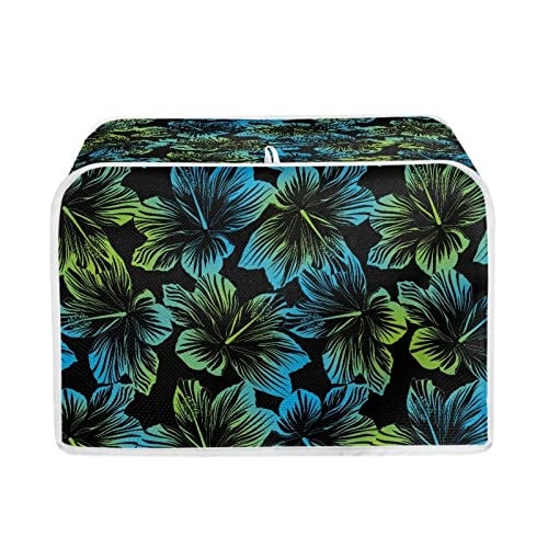 Talayituse Hibiscus Flower Print 2 Slice Toaster Covers Dust Protection Bread Maker Covers Toaster Oven Cloth Cover Kitchen Accessories Washable Appliance Cover, Blue - Image 1