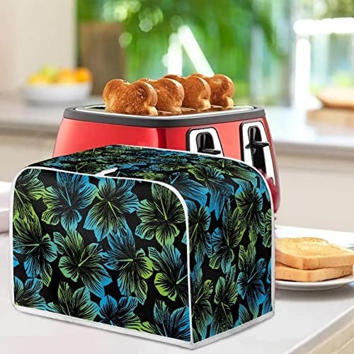 Talayituse Hibiscus Flower Print 2 Slice Toaster Covers Dust Protection Bread Maker Covers Toaster Oven Cloth Cover Kitchen Accessories Washable Appliance Cover, Blue - Image 4