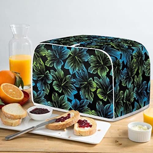 Talayituse Hibiscus Flower Print 2 Slice Toaster Covers Dust Protection Bread Maker Covers Toaster Oven Cloth Cover Kitchen Accessories Washable Appliance Cover, Blue - Image 5
